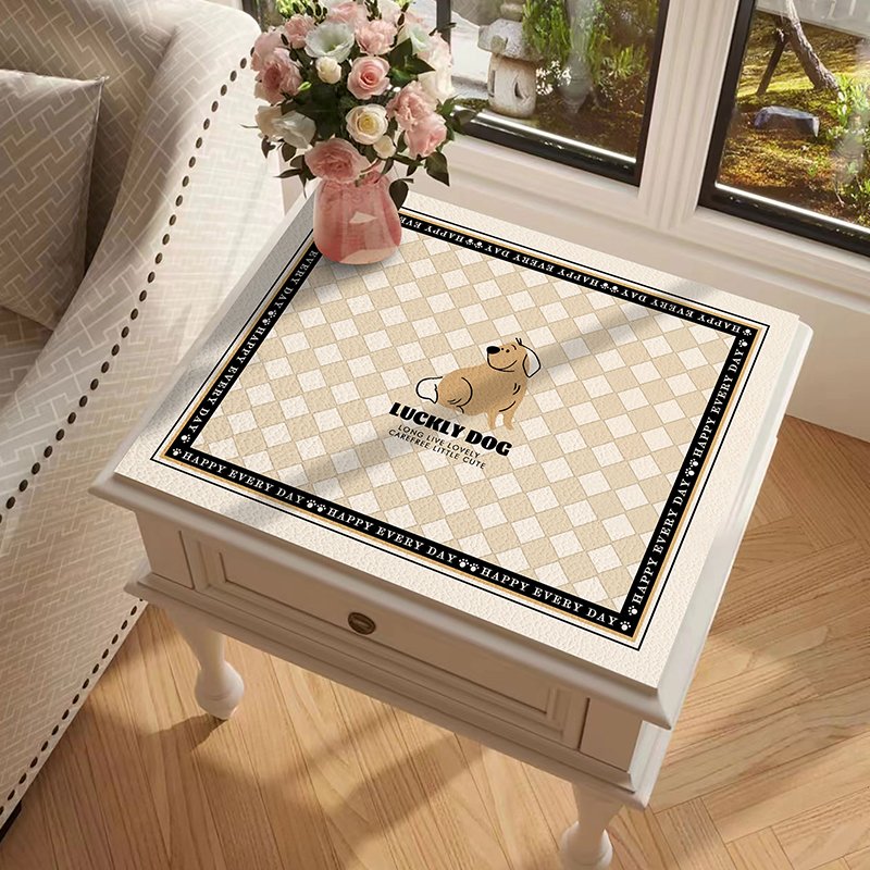 可爱卡通猫床头柜防尘垫皮革盖布盖巾梳妆台面垫洗衣机防水罩垫