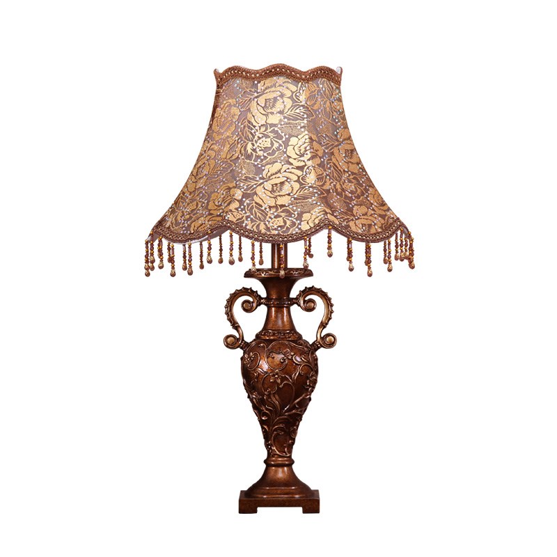 欧式台灯客厅茶几装饰灯复古轻奢布艺古典卧室床头柜可调光床头灯