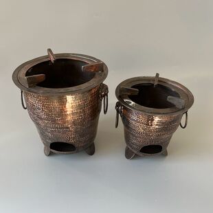 碳烤炉煮茶炉烧烤炉纯手工中式 花盆鼓型纯铜炭炉老式 紫铜凉炉茶艺