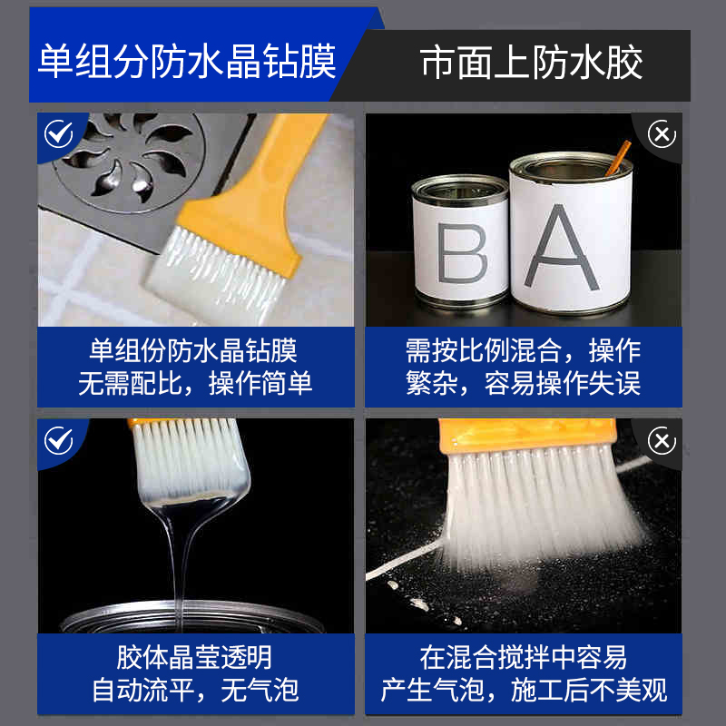 卫生间地板砖防漏防水胶水胶漏水渗水浴室厕所地面瓷砖免砸砖