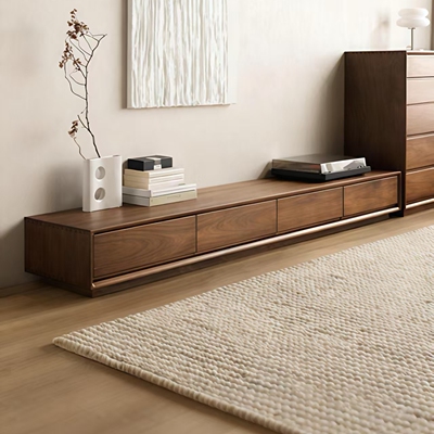 鲁班岛“平谷电视柜”全实木电视柜组合北美黑胡桃木小户型家具