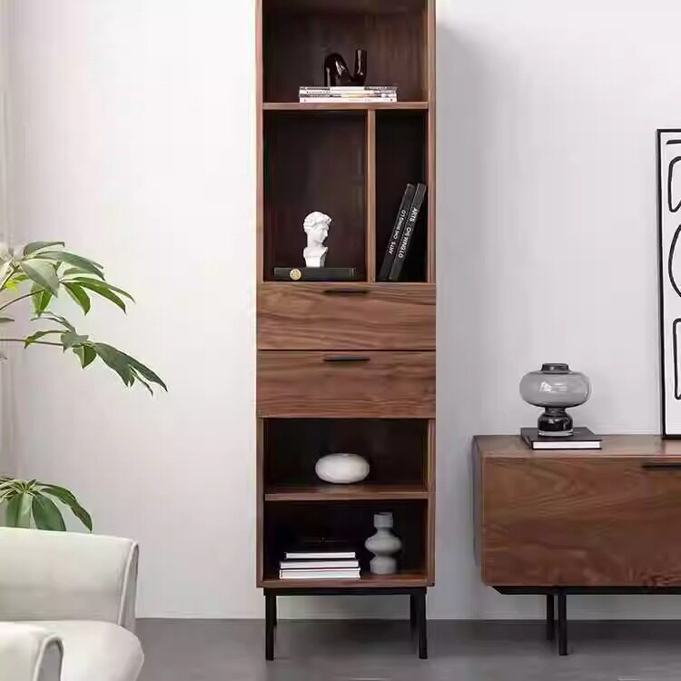 鲁班岛&ldquo;比克书柜&rdquo;北美黑胡桃木落地书柜展示柜隔断置物柜书架