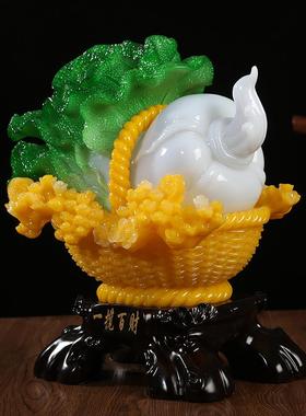 LYX30一揽摆百财招财翡翠玉白菜礼件客玄厅酒柜关装饰品公司店铺