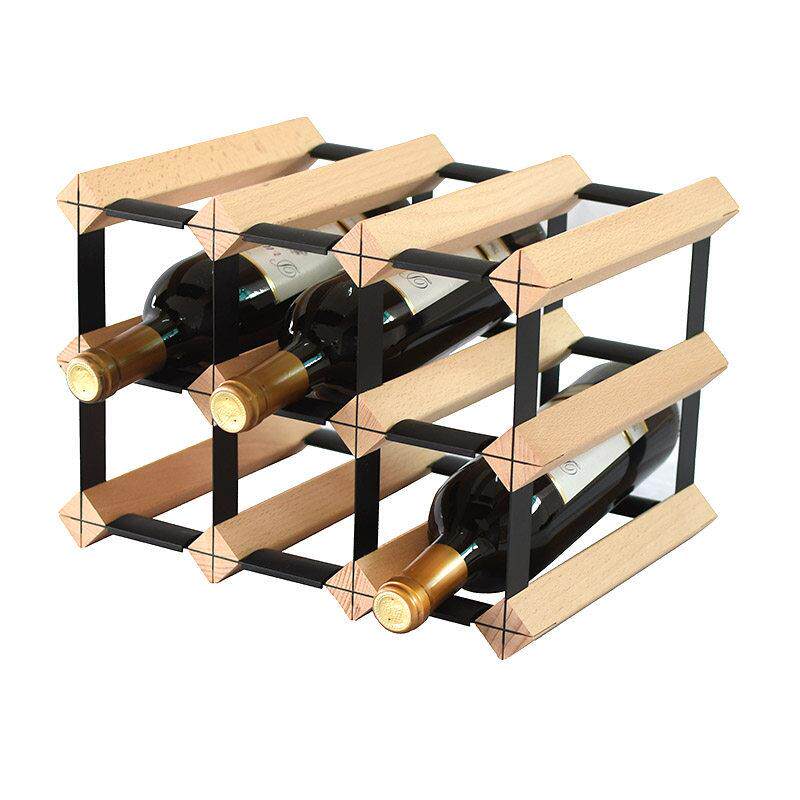 欧洲榉木实木红酒架摆件定制客厅饭厅酒窖吧台方格子葡萄酒柜展架