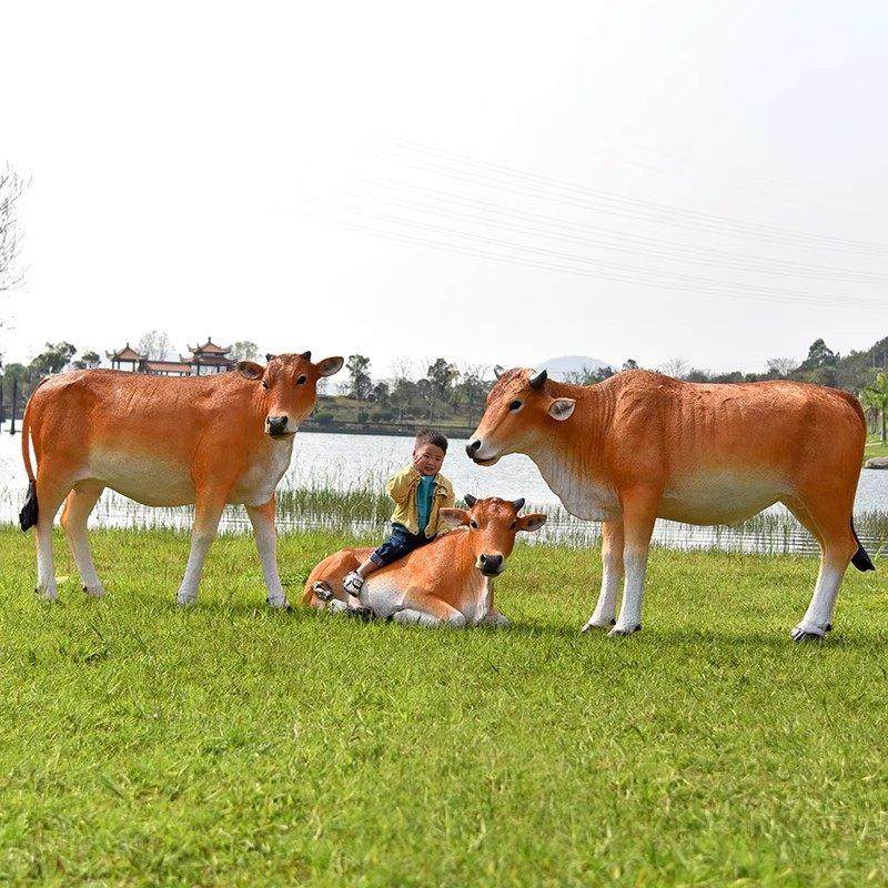 彷真黄牛玻璃纤维雕塑户外牧场草坪动物园林景观装饰品农耕文化摆,家居饰品,户外/庭院摆件,淘宝优惠券,粉丝福利购,淘宝优惠卷