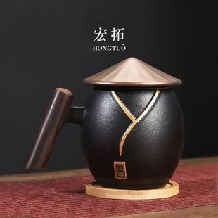 创意江湖陶瓷茶杯茶水分离泡茶杯个人专用高档鎏银办公室水杯送人