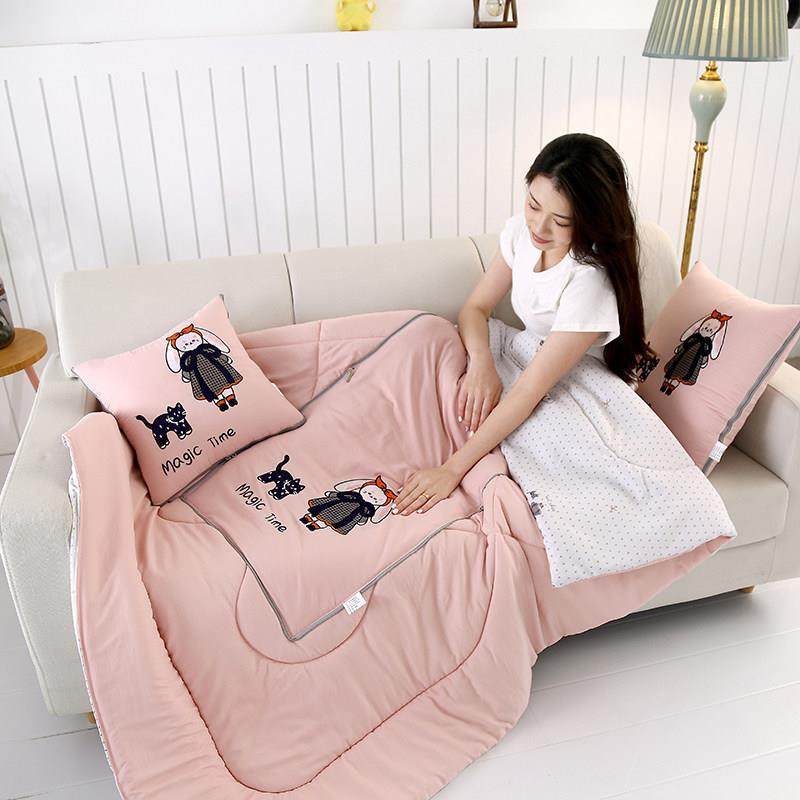 卡通可爱女生水洗抱枕被子两用宿舍沙发靠垫被飘窗靠枕午休折叠被