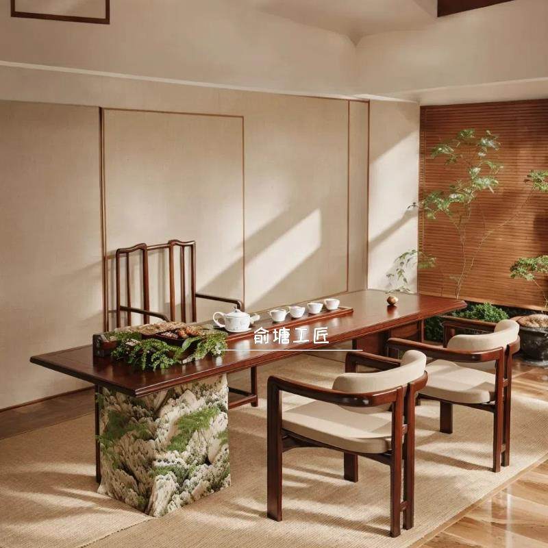 现代办公意式茶台茶几设计师款高端定制家具新中式岩板茶桌椅组合,住宅家具,家用茶台/茶桌,淘宝优惠券,粉丝福利购,淘宝优惠卷