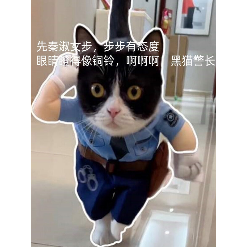 黑猫警长奶牛猫装扮衣服搞怪搞笑拍照出片趣味便装衣服高颜值新