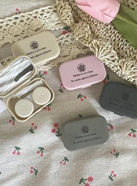 隐形眼镜盒可携式小巧简约美瞳盒伴侣护理盒子收纳盒简约带镜子