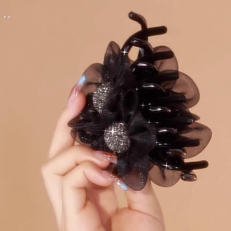 气质太阳花抓夹女高级感2024新款头花后脑勺盘发神器夹子头饰发夹