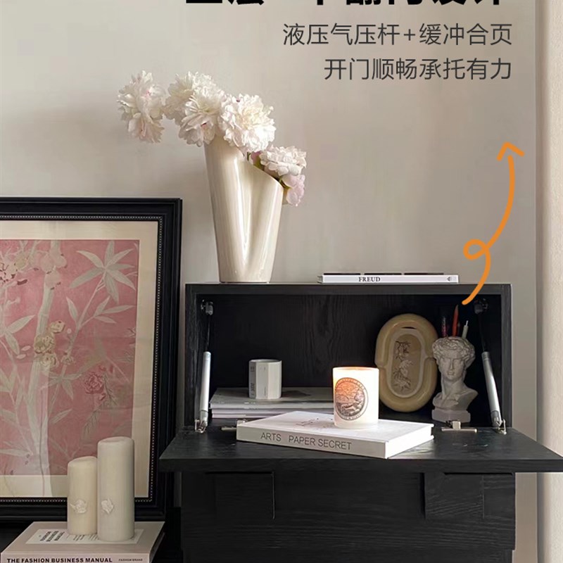 卡门柜斗柜黑色复古橡木电视柜边柜小床柜模块柜