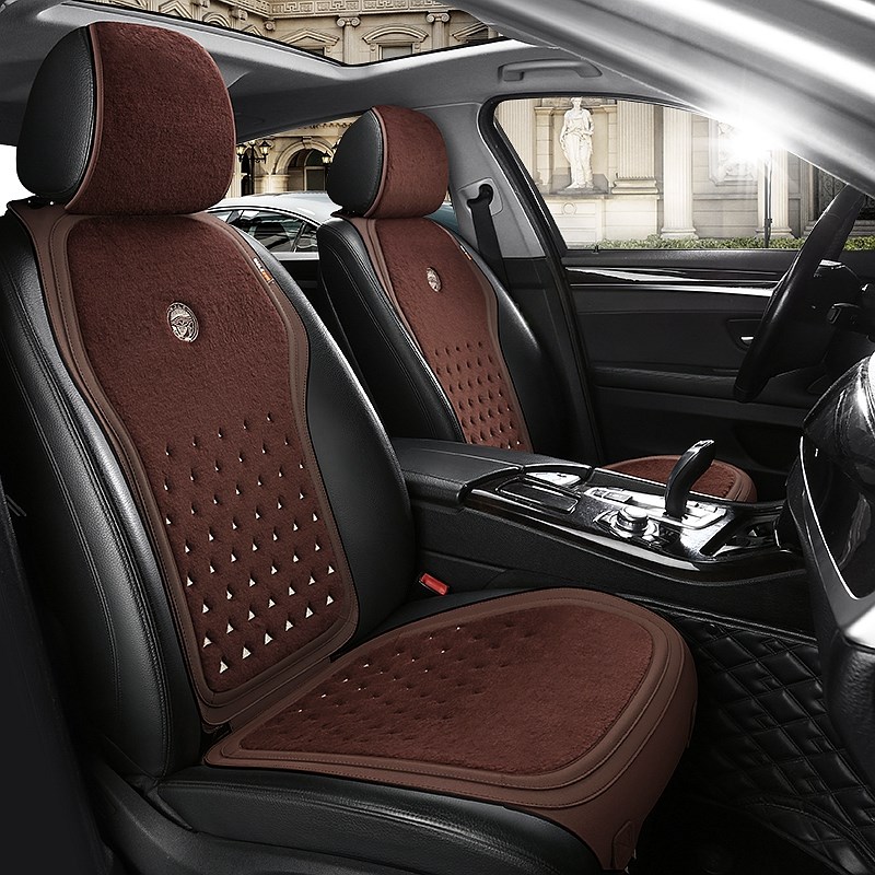 尼罗河汽车坐垫新款冬季纯羊毛短毛绒冬天保暖加厚马鞍皮高端座垫