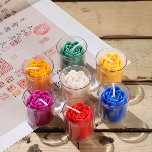 七彩莲酥油灯佛前供灯无烟家用纯苏油香薰蜡烛个小时长明