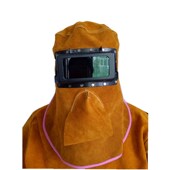 纯牛皮电焊面罩头戴式 管道焊接反镜片护眼镜牛皮氩弧焊帽