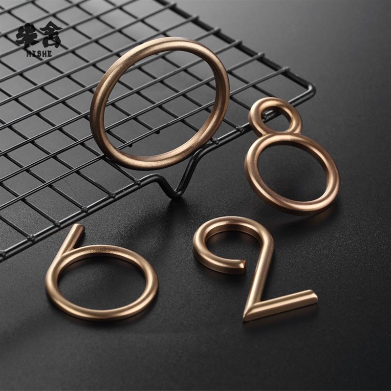 三维球面黄铜字门牌号码牌家用别墅酒店民宿包厢房号数字定制