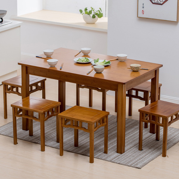 楠竹仿古餐桌椅中式八仙桌正方形农村中堂家用吃饭桌实木四方牌桌