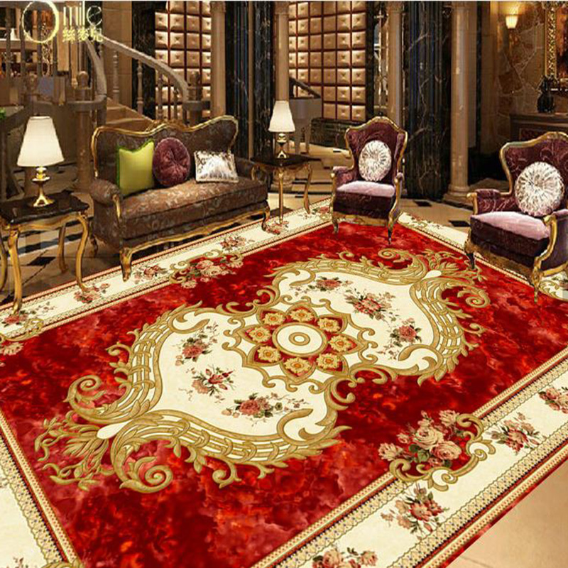 地贴自粘地板贴仿真地毯地板纸防水耐磨加厚客厅商场红色欧式瓷砖