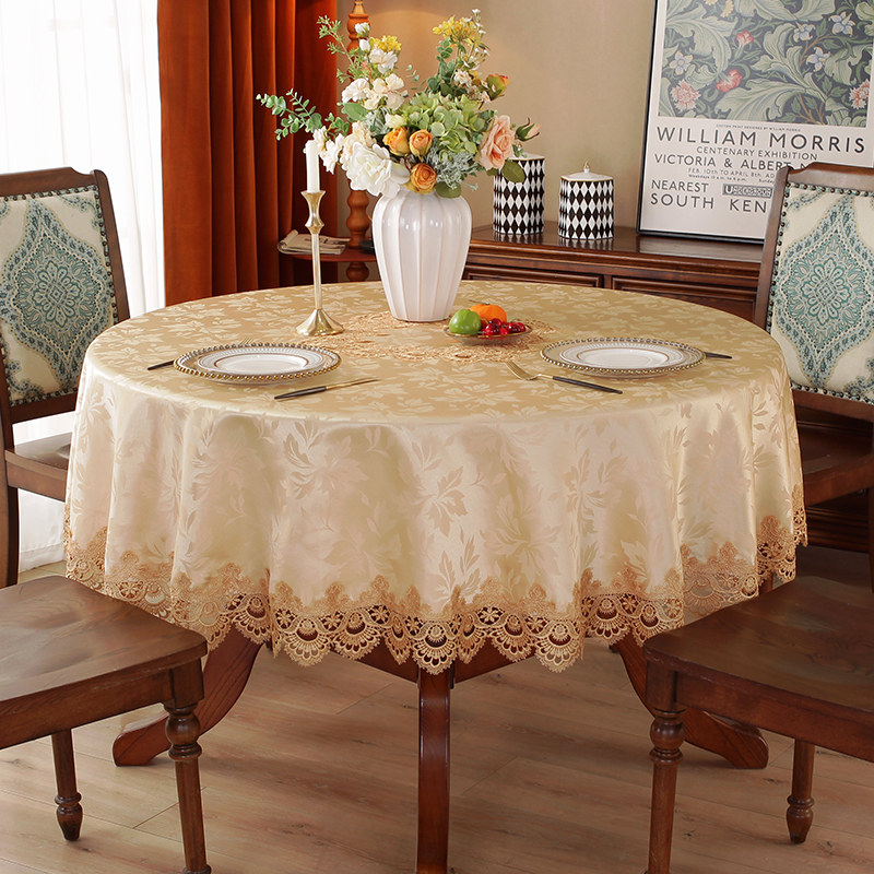 圆桌布布艺家用蕾丝圆形大圆桌欧式餐桌布纯色家用台布防尘罩,居家布艺,桌布,淘宝优惠券,粉丝福利购,淘宝优惠卷