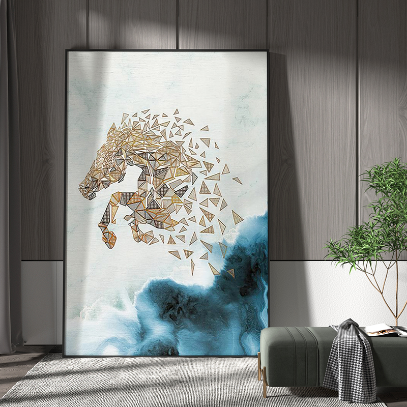 抽象骏马艺术大幅落地画客厅小众装饰画沙发背景墙竖版挂画玄关画图片