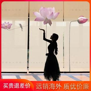 荷花卷帘布艺门帘子客厅屏风帘过道隔断帘网红玄关帘免打孔 新中式