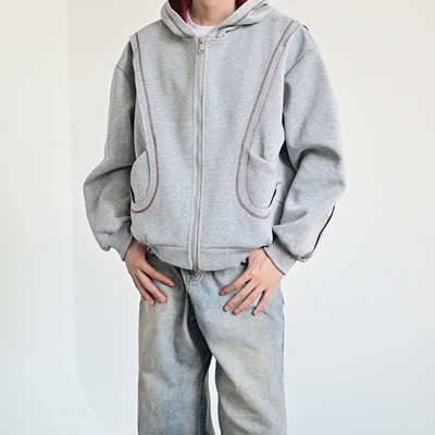 233UNIT美式复古高级感拉链卫衣