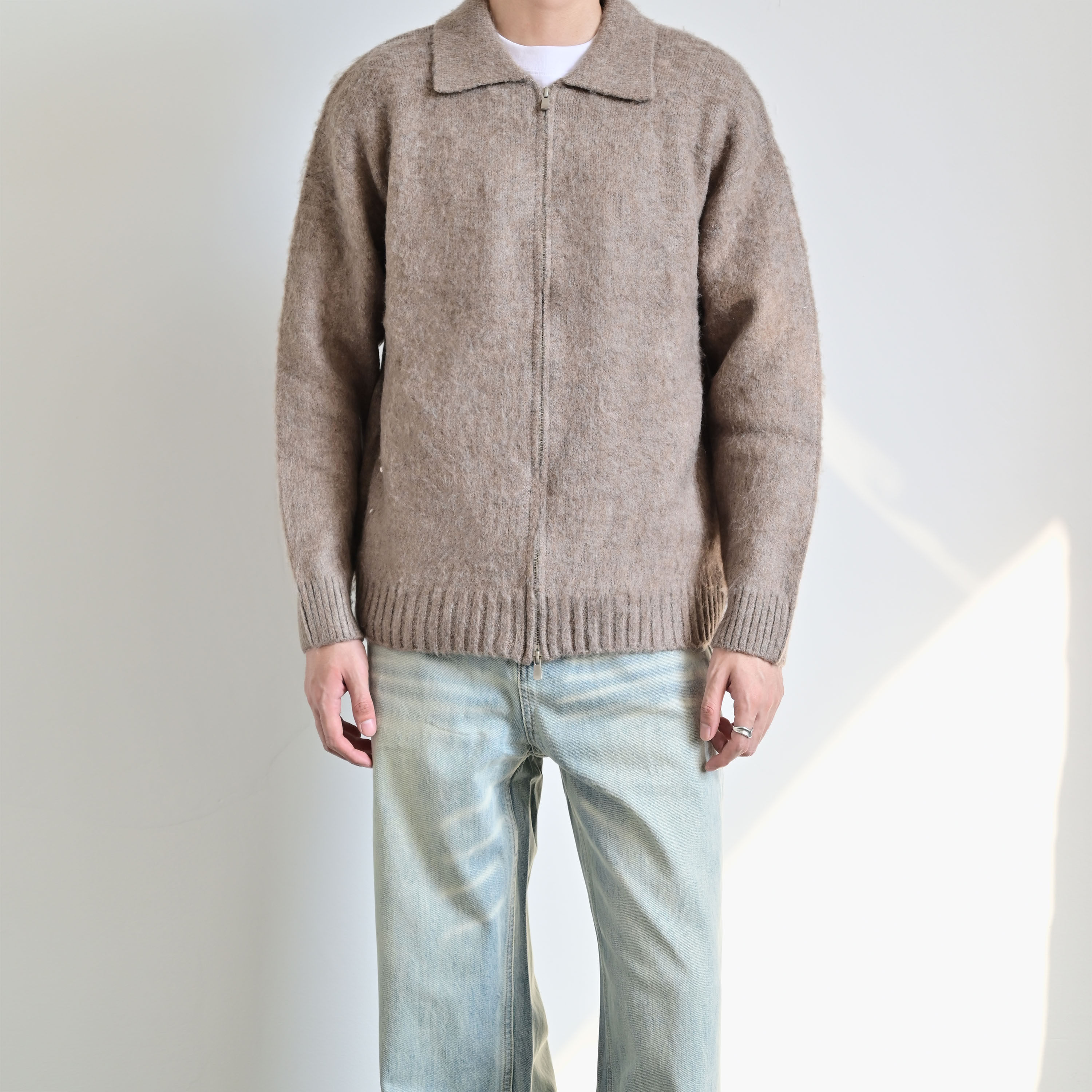 233UNIT美式复古翻领毛绒开衫