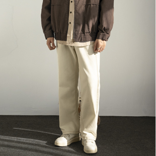 233UNIT阔腿直筒剪裁明线牛仔裤男宽松垂感百搭通勤直筒长裤潮牌
