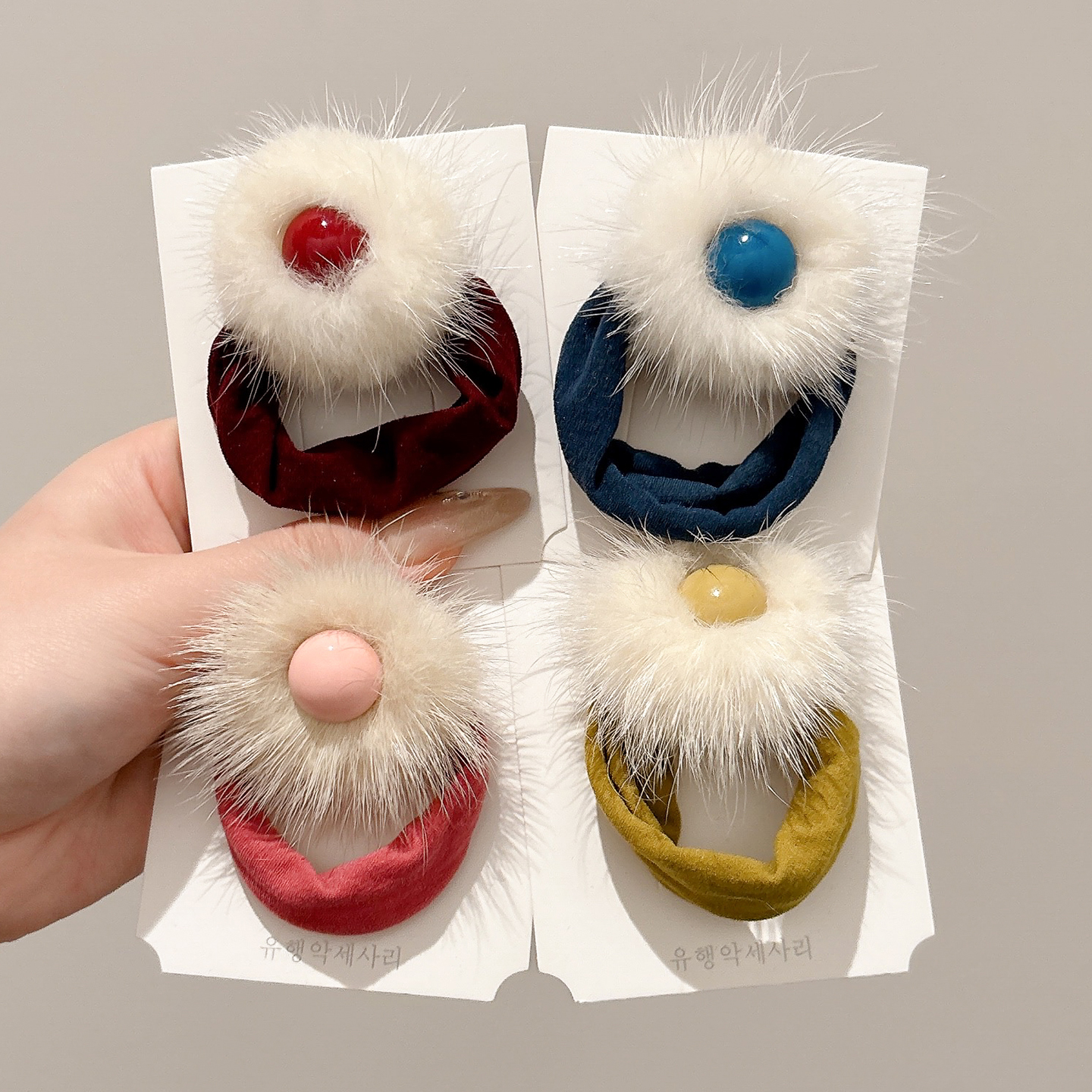 女童毛绒面膜发圈2026新款秋冬高弹力儿童皮筋发绳不伤发头绳发饰