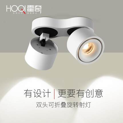 明装双头筒灯led天花单灯斗胆灯豆胆灯格栅灯吸顶吊顶可折叠射灯