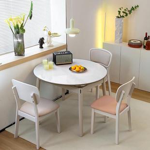 微晶石餐桌椅组合现代简约轻奢家用折叠伸缩饭桌可变圆桌小户型