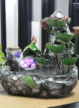 室内假山自动循环流水喷泉小摆件门店桌面水车风水轮摆件装饰礼品