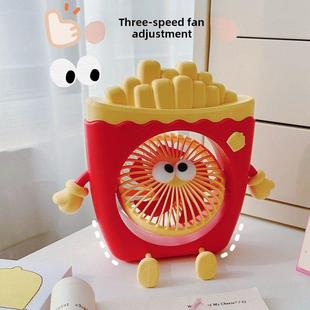 珑达创意汉堡薯条小风扇桌面台式 迷你小型usb充电学生静音电风扇