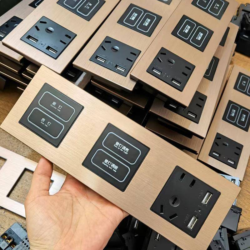 酒店智能开关连体组合面板免费刻字宾馆床头柜客房485强弱电开关