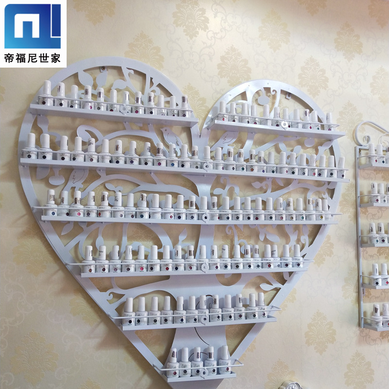 欧式心形化妆品展示货架铁艺壁挂指甲油架子美甲店甲油胶架置物架
