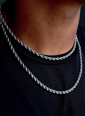 sooshare蛇骨链颈链潮时尚麻花链项链男女嘻哈链子男生百搭锁骨链