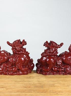 紫金砂貔貅摆件天然朱砂家居玄关客厅办公桌面摆设麒麟装饰摆放