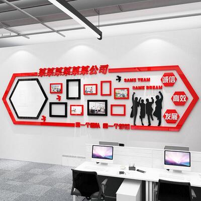 企业文化墙团队员工风采展示照片墙公司办公室装饰荣誉展示贴纸画