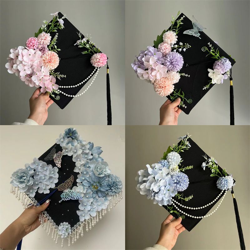 diy学士帽成品簪花仿真花