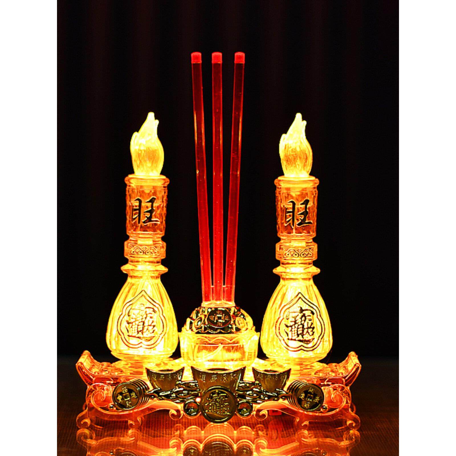 烛台蜡烛 环保电子香炉 财神香炉拜佛香炉家用佛堂电蜡烛佛龛供佛