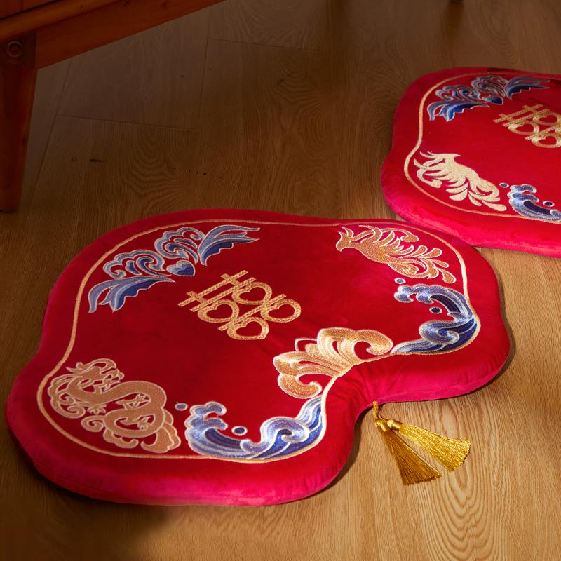 敬茶跪垫结婚坐福垫一对红色婚礼喜字敬酒跪拜垫新娘改口婚庆用品