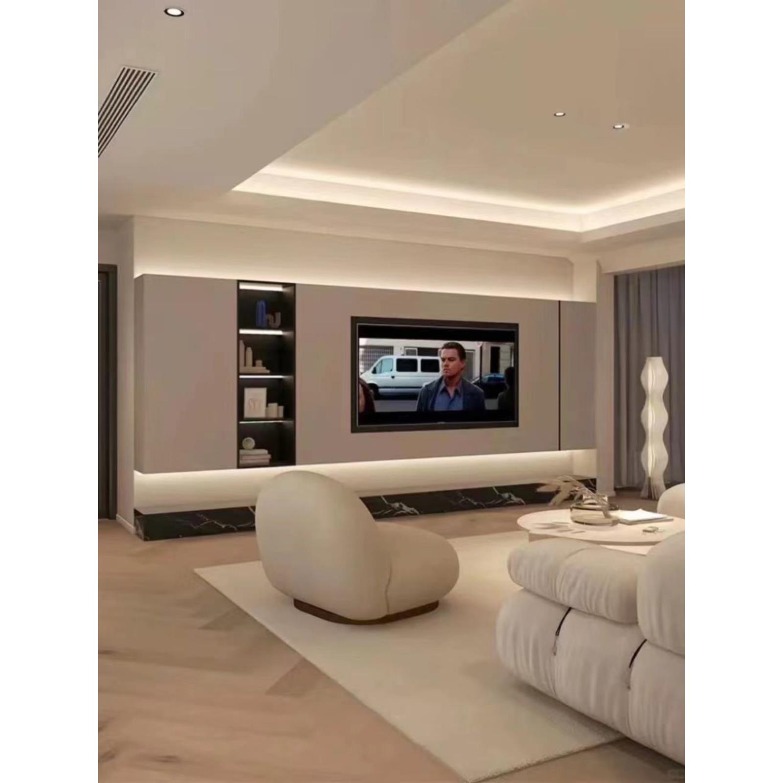 定制不锈钢电视壁龛嵌入式75寸电视柜背景墙85寸金属壁柜内嵌框