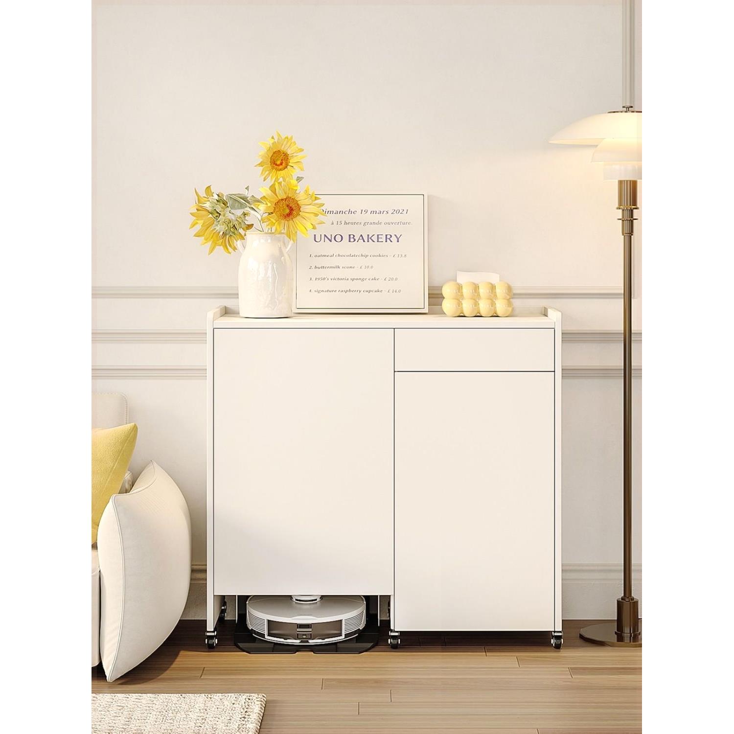 移动扫地机器人收纳柜置物架机器人柜带轮子阳台柜子收纳柜置物柜