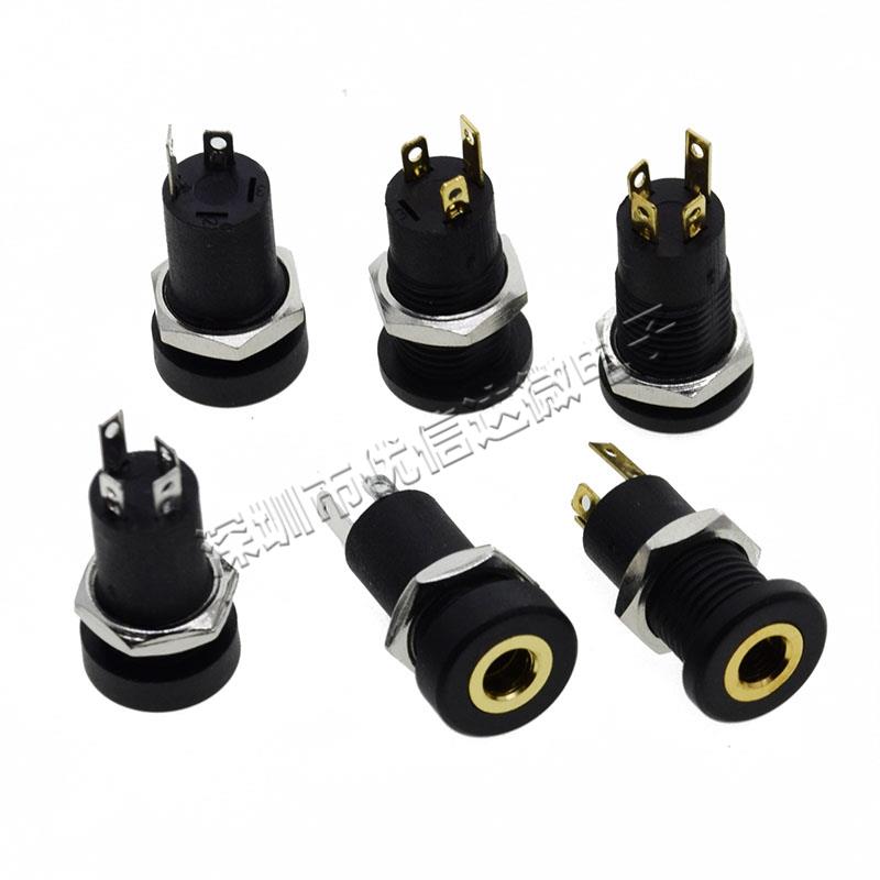 3.5mm耳机插座 PJ-392A 加长螺纹镀金2/3/4脚二三节四节音频插座