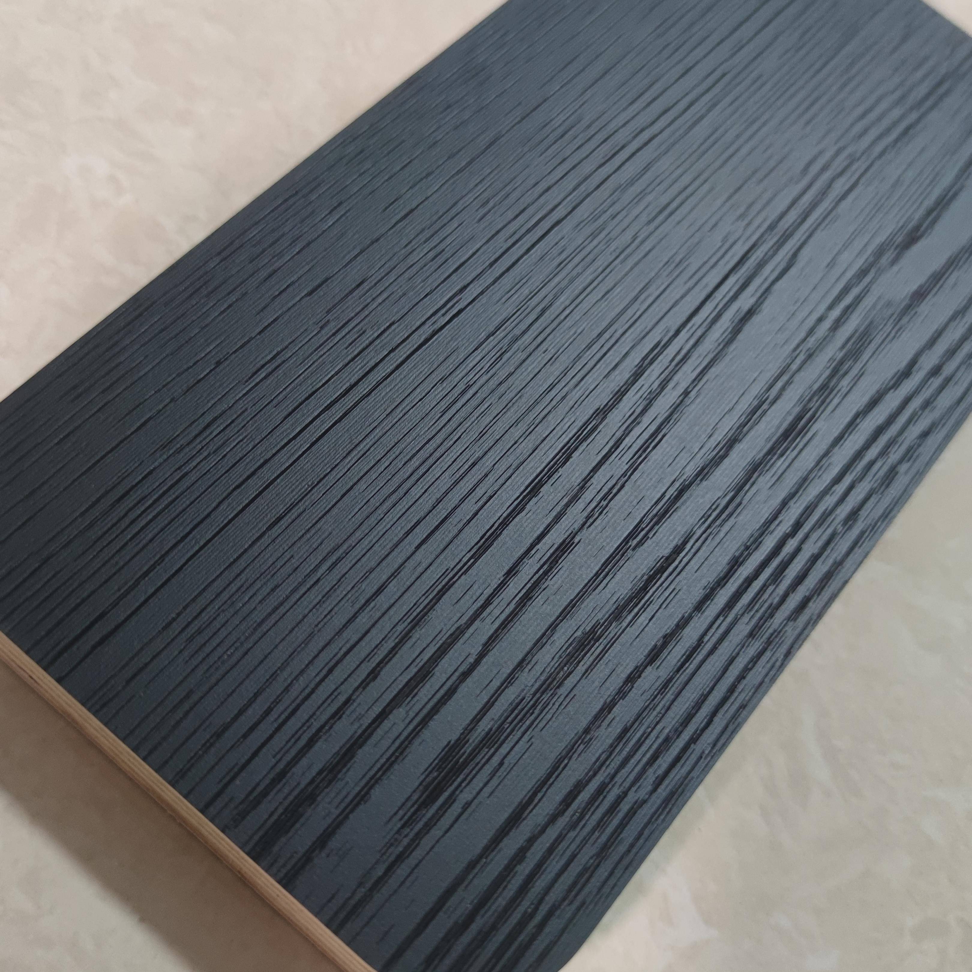 25年新款Enf级18mm黑木纹免漆生态多层板哑光纯黑色家具大板定制