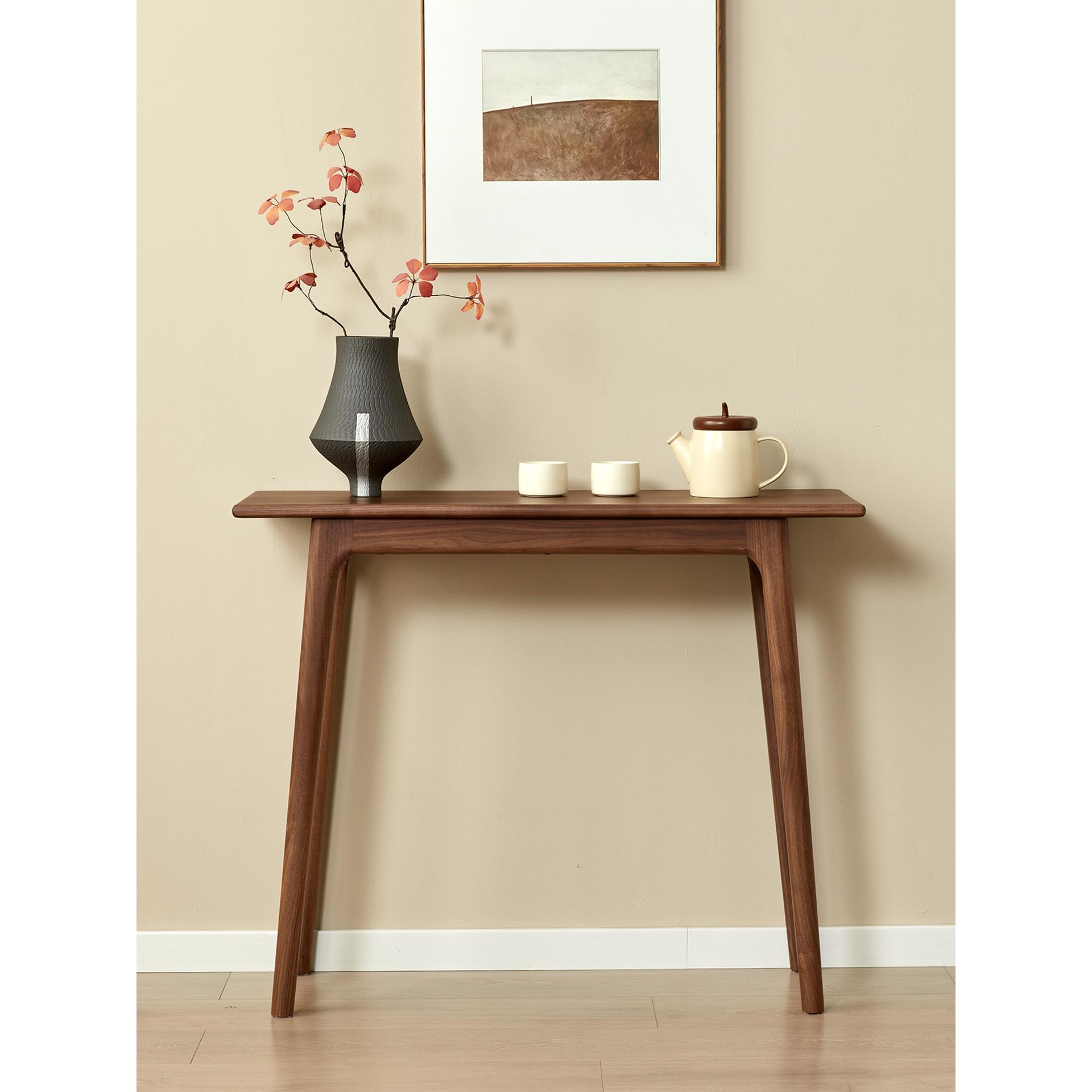 北美黑胡桃木条案新中式入户玄关桌实木条几简约供桌神台禅意中堂