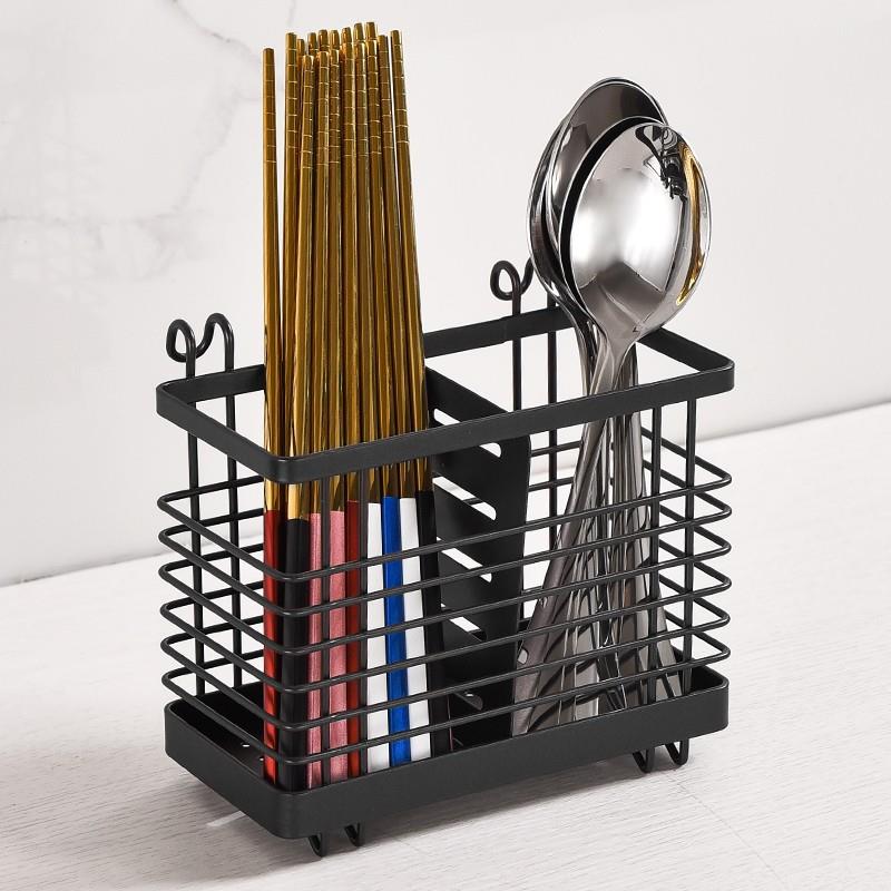 筷子笼双格收纳盒家用厨房台面沥水筷子筒悬挂钩式勺子餐具筷架