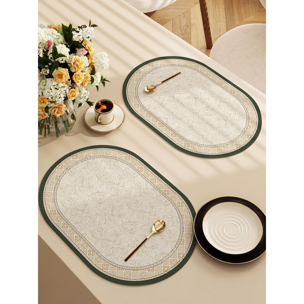 美式椭圆形餐垫隔热垫防水防油免洗皮革西式餐垫家用餐具盘垫碗垫