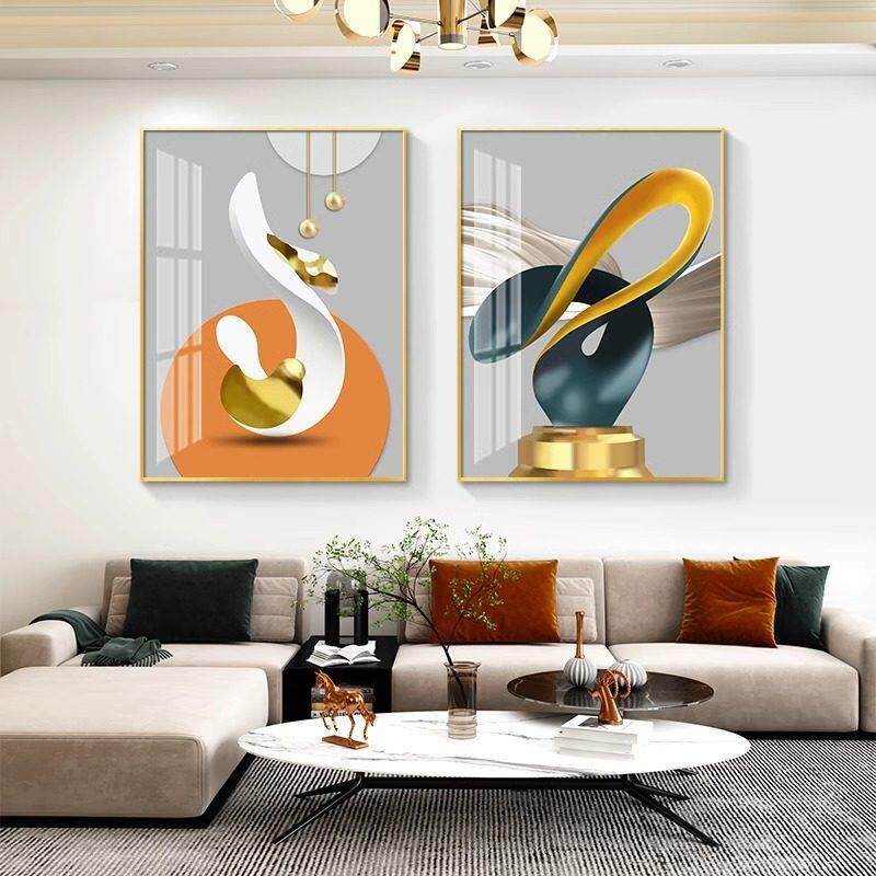 轻奢两联画 画卧室房间装饰画 画现代简约沙发背景墙挂画 画主卧