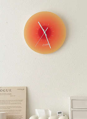ins现代风落日钟表挂钟客厅桌面简约床头创意玻璃表盘时钟摆台式